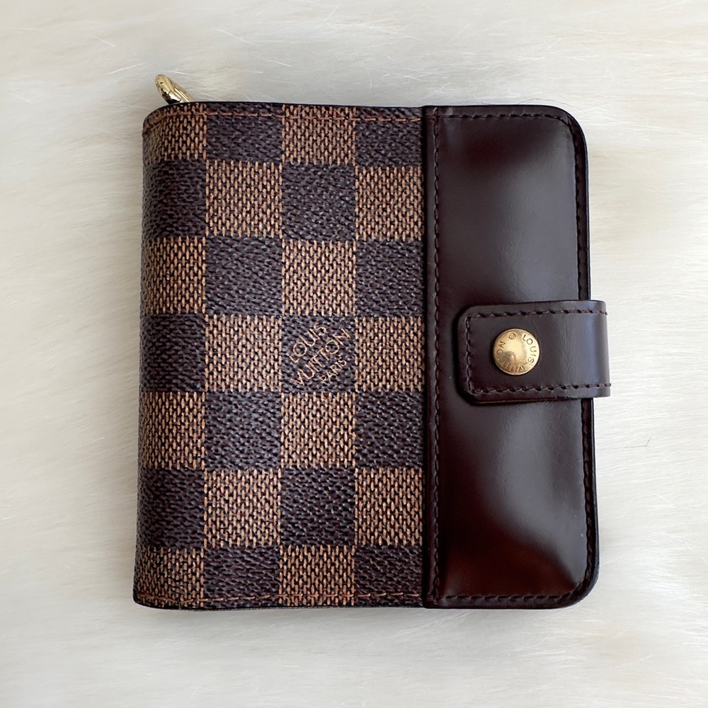 ✨Authentic LOUIS VUITTON Damier Ebene Compact Zip Bifold Wallet Brown - Picture 2 of 16